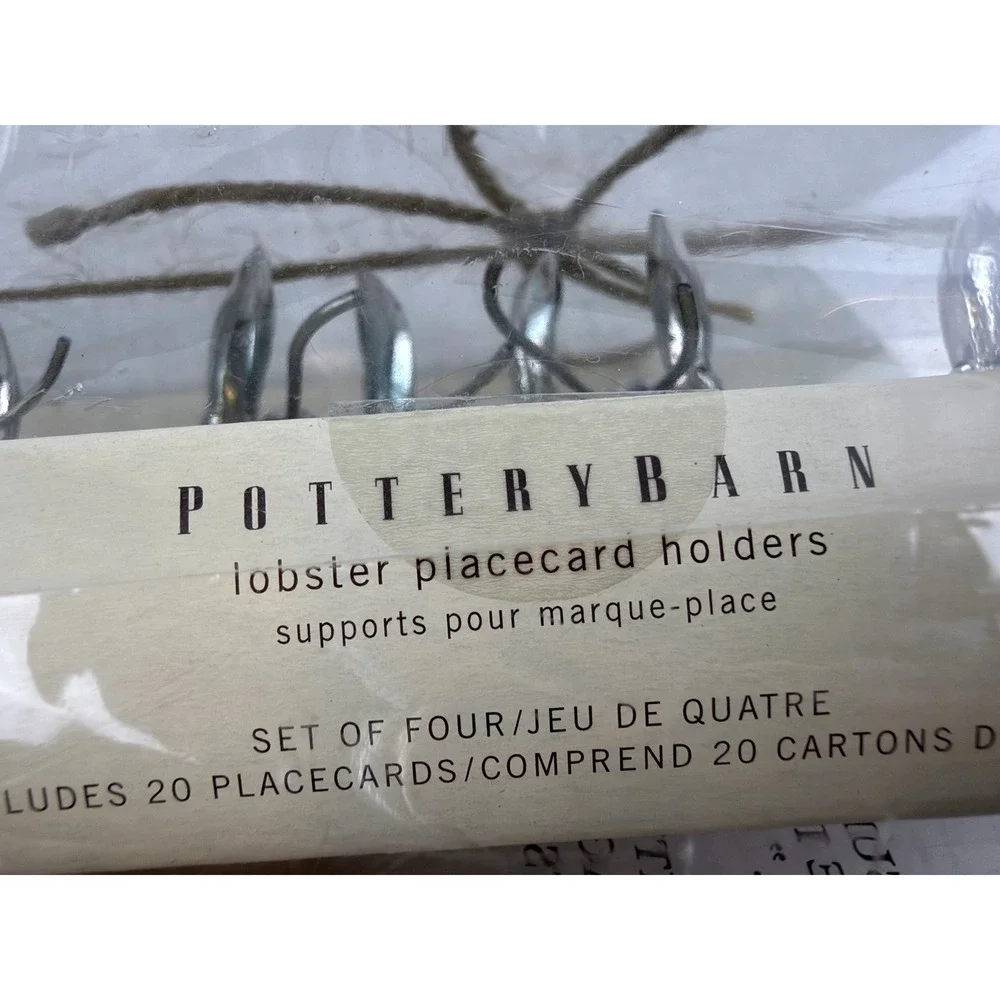Pottery Barn Lobster Placecard Holders Set of 4 Silver Metal Coastal Decor NEW